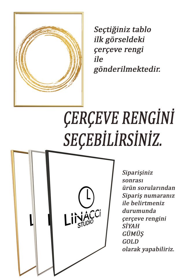 Gold Altın Tekli Alüminyum Cam Dekoratif Metal Çerçeveli Camlı Poster Tablo