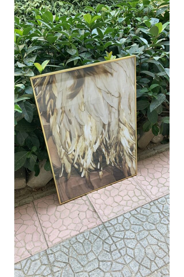 Gold Altın Tekli Alüminyum Cam Dekoratif Metal Çerçeveli Camlı Poster Tablo