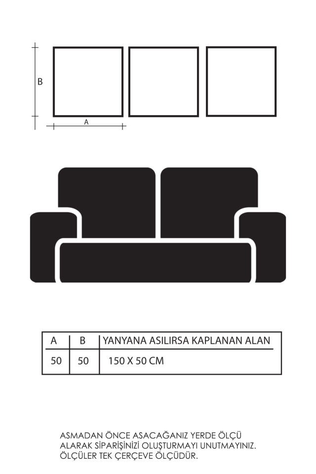 Üçlü Gold Alüminyum Metal Çerçeveli Yeşil Yaprak Camlı Kare Tablo Seti