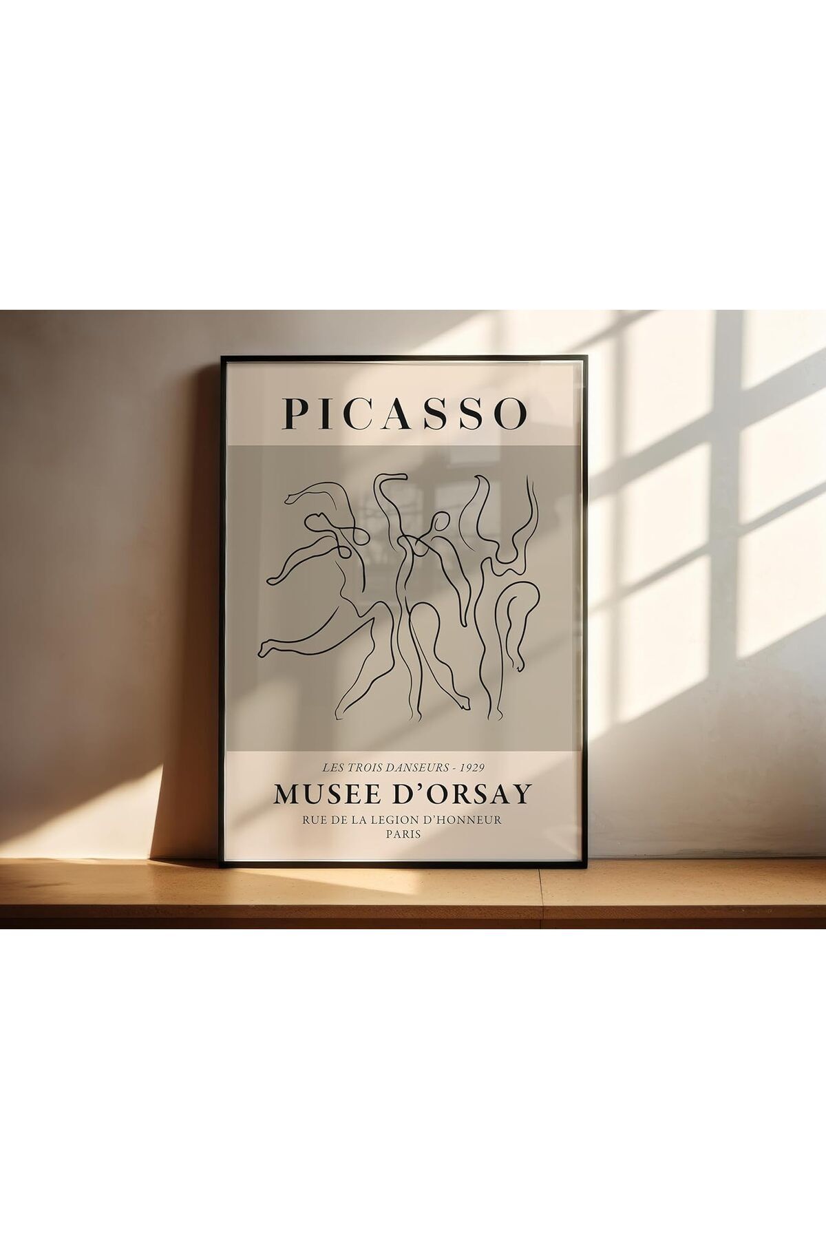 Tekli Siyah Metal Çerçeveli Sanatsal Soyut Ressam Poster Cam Tablo Seti