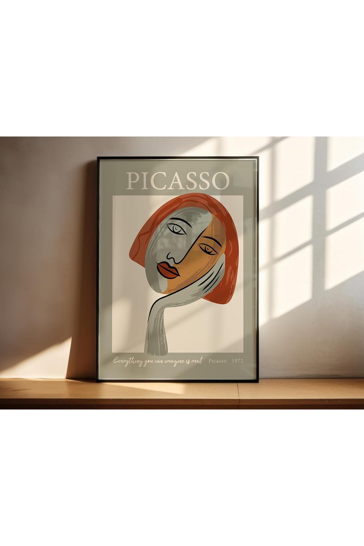 Tekli Siyah Metal Çerçeveli Ressam Soyut Resim Poster Cam Tablo Seti