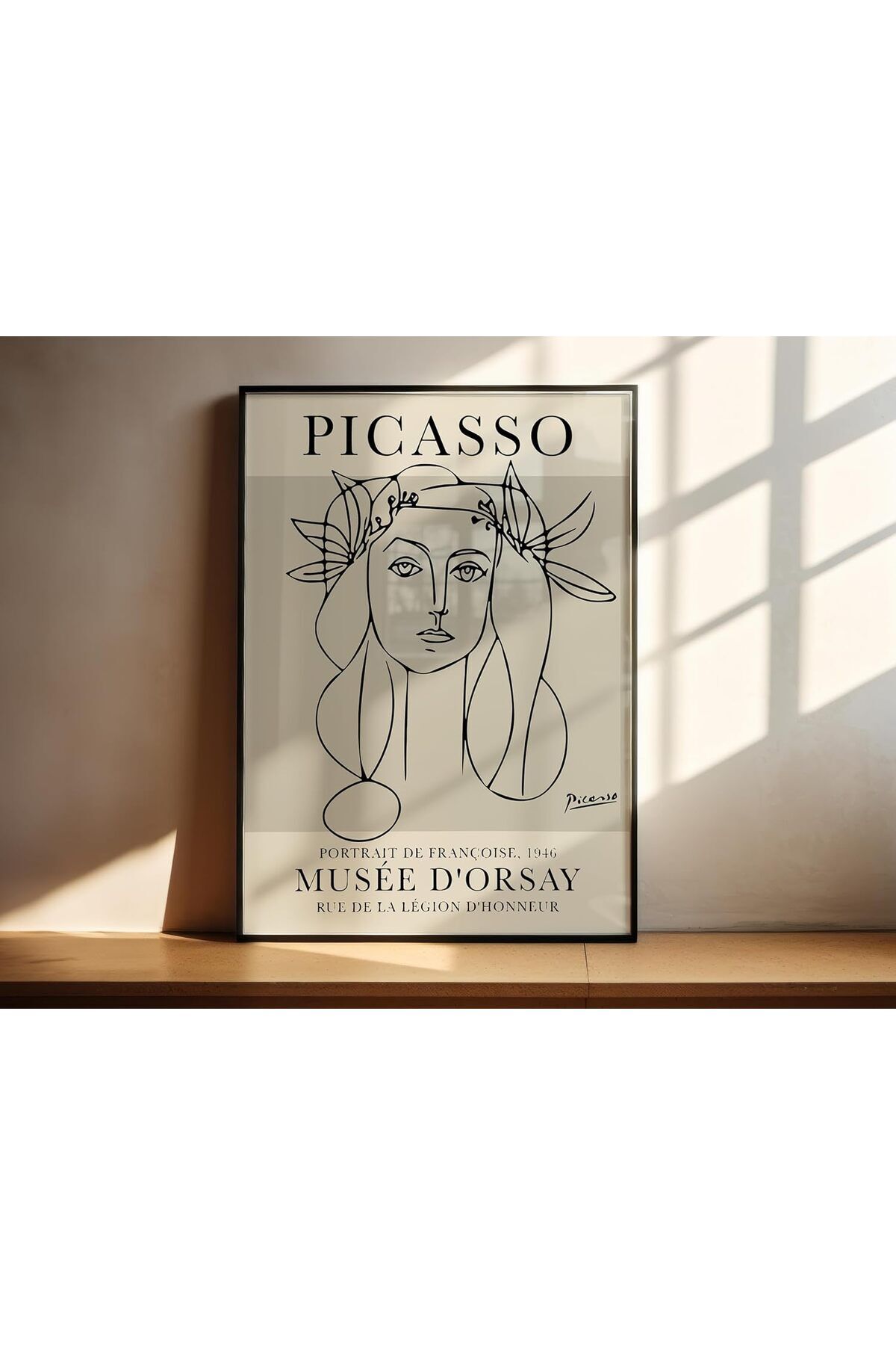 Tekli Siyah Metal Çerçeveli Soyut Kadın Resim Picasso Poster Cam Tablo Seti