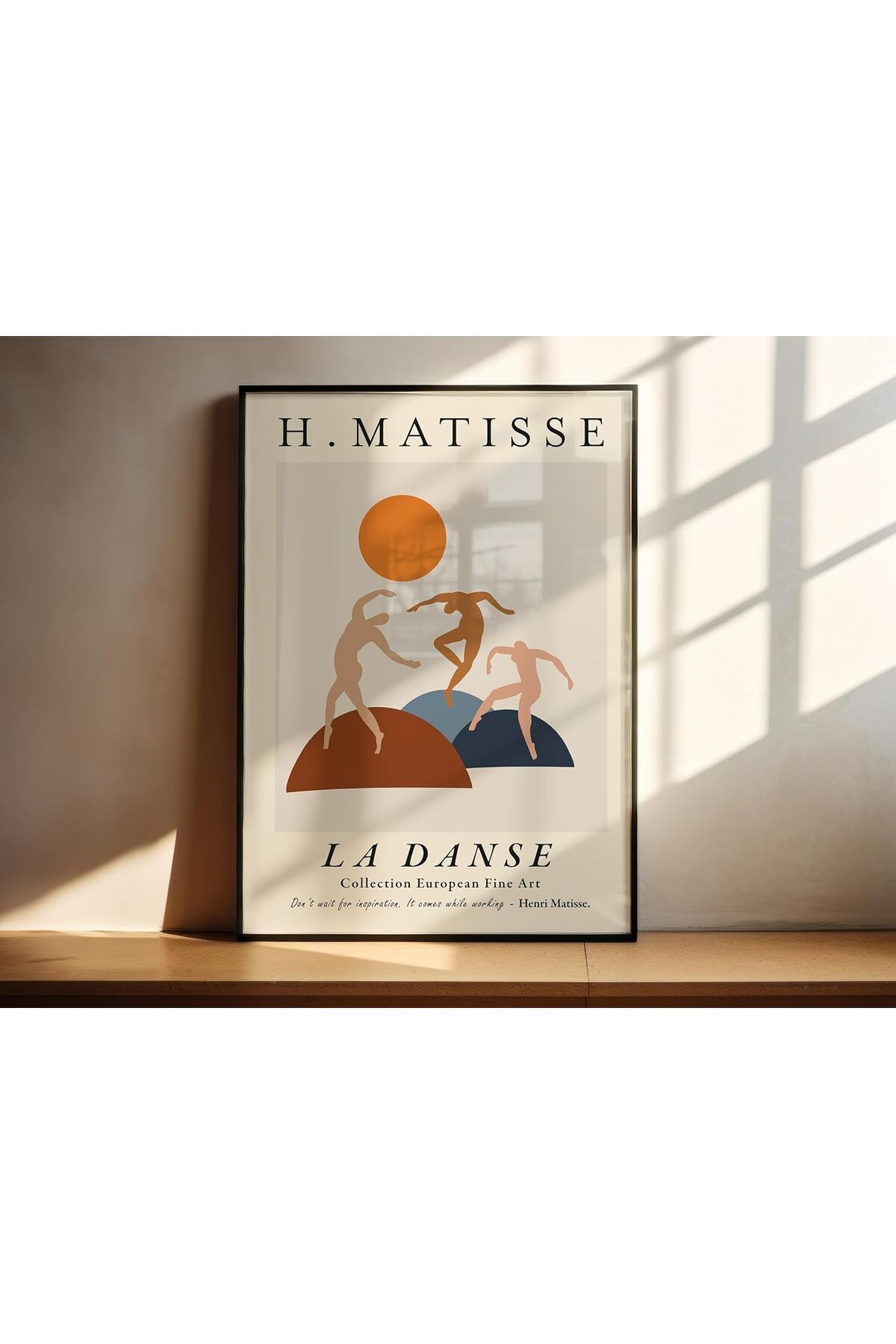 Tekli Siyah İnce Çerçeveli Matisse Soyut Yazlık Camlı Poster Tablo Seti