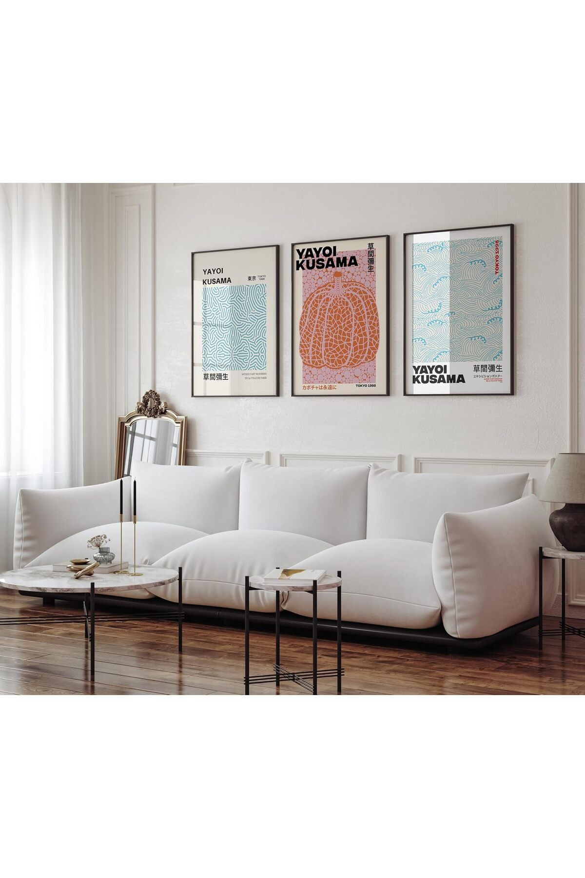 Üçlü Siyah Alüminyum Çerçeveli Yaz Ferah Poster Cam Tablo Seti