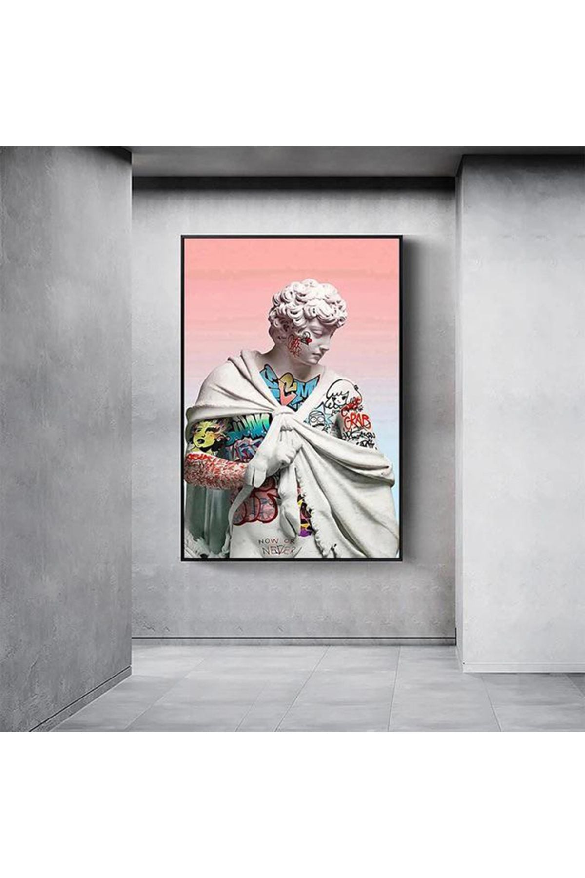 Tekli Siyah Metal Çerçeve Pempe Heykel Eğlenceli Cam Tablo Seti