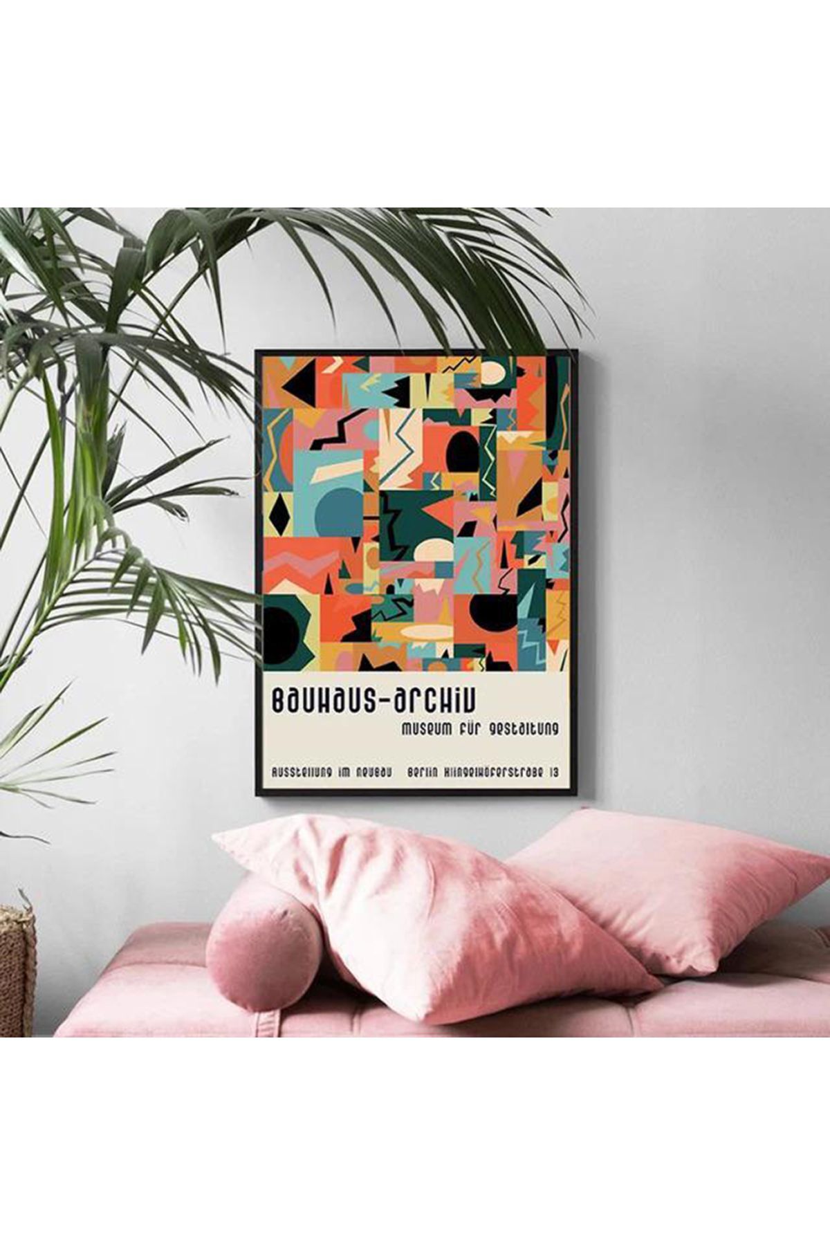 Tekli Siyah Metal Çerçeveli Renkli Poster Cam Tablo Seti