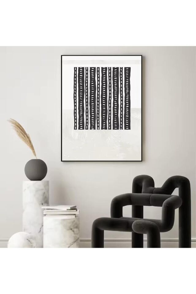 Tekli Siyah Metal Çerçeve Tarz Gerçek Cam Tablo Seti