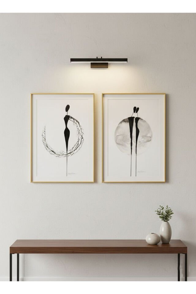 2li Gold Metal Çerçeve Beyaz Sanatsal Moda Camlı Poster Tablo Seti