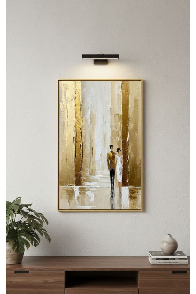 Tekli Gold Metal Şehir Sanatsal Çift Şık Camlı Tablo Seti