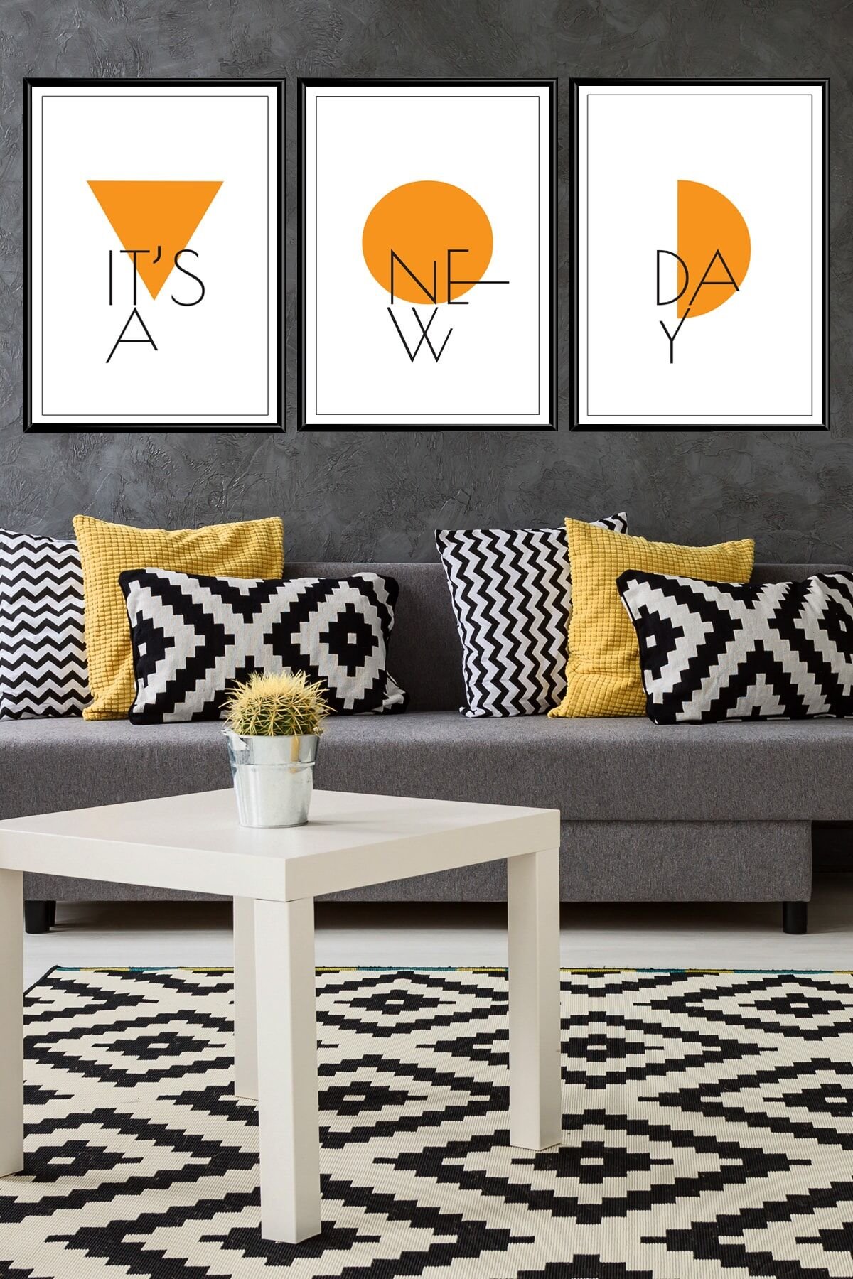 Üçlü Metal Alüminyum Çerçeveli Poster Tablo Seti