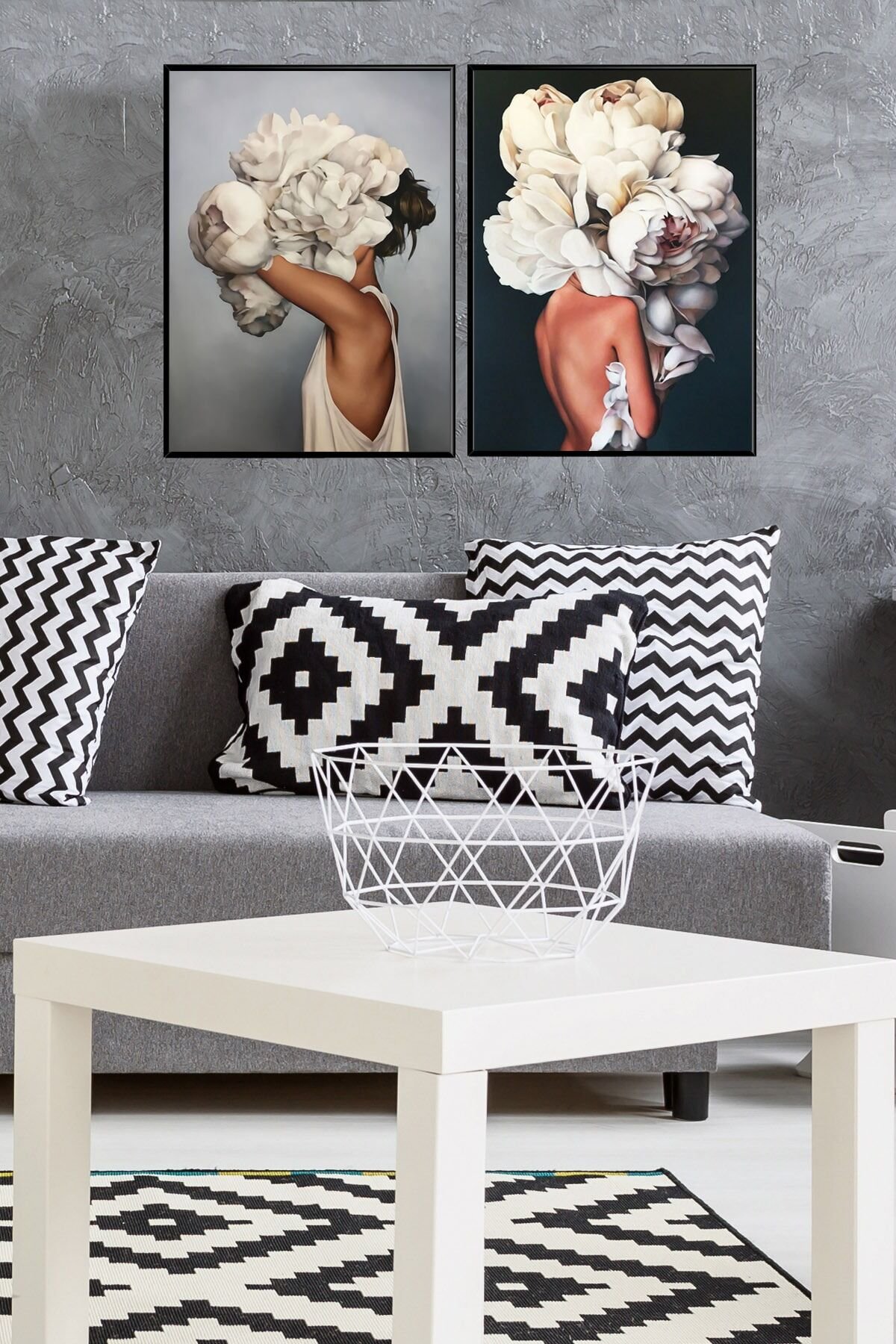 Ikili Alüminyum Metal Çerçeveli Poster Tablo Seti