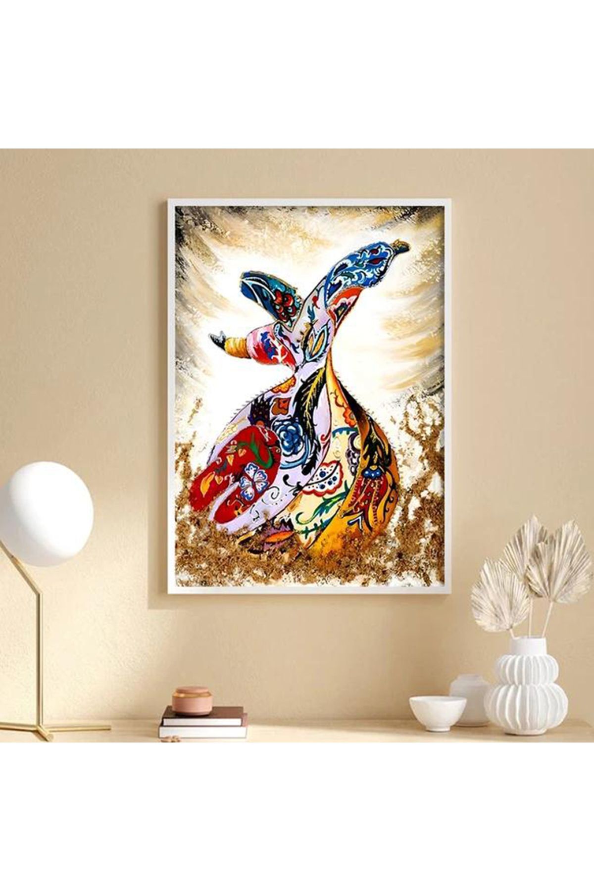 Tekli Beyaz Metal Çerçeveli Manevi Poster Cam Tablo Seti