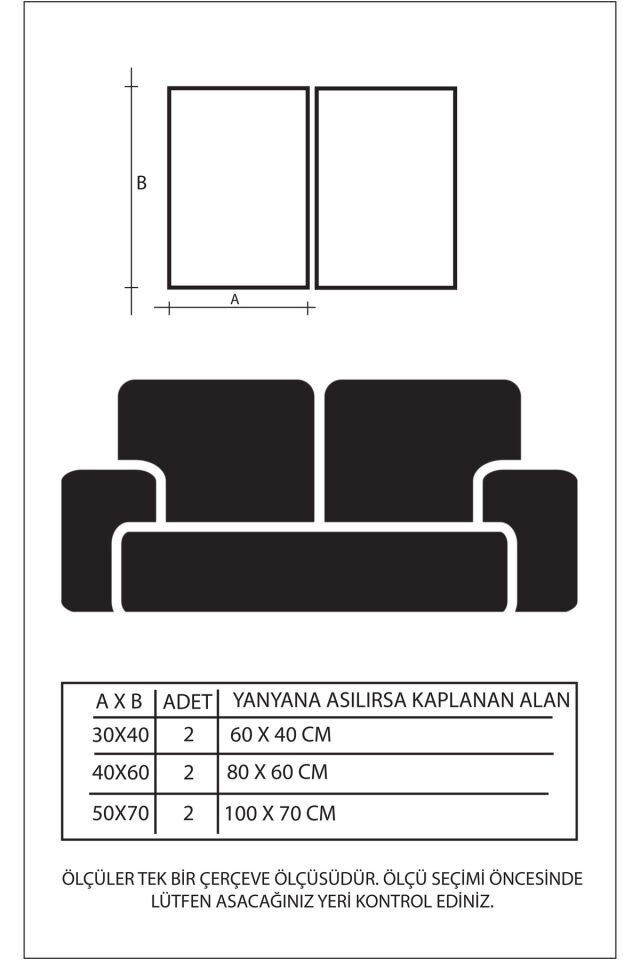 2li Gold Metal Yeşil Yaprak Çerçeveli Poster Seti