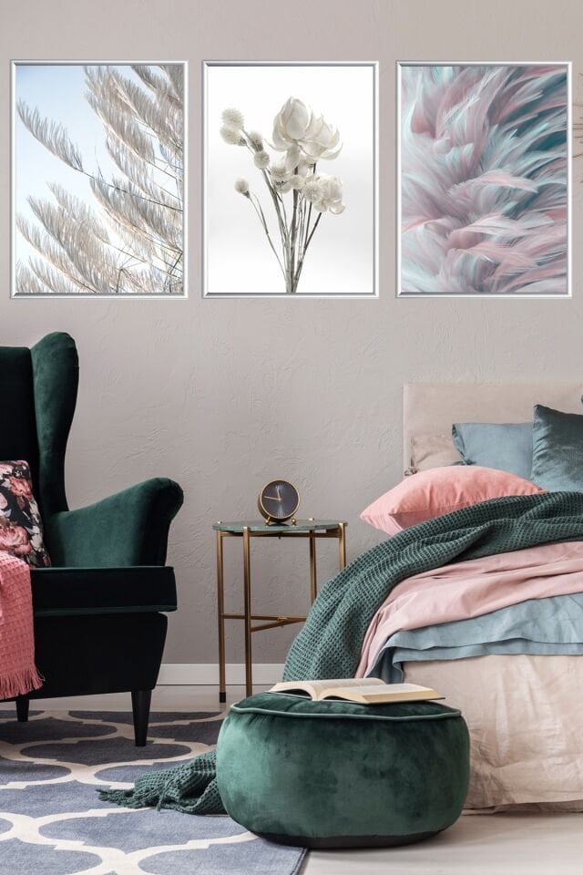 Üçlü Alüminyum Gümüş Metal Çerçeveli Poster Seti