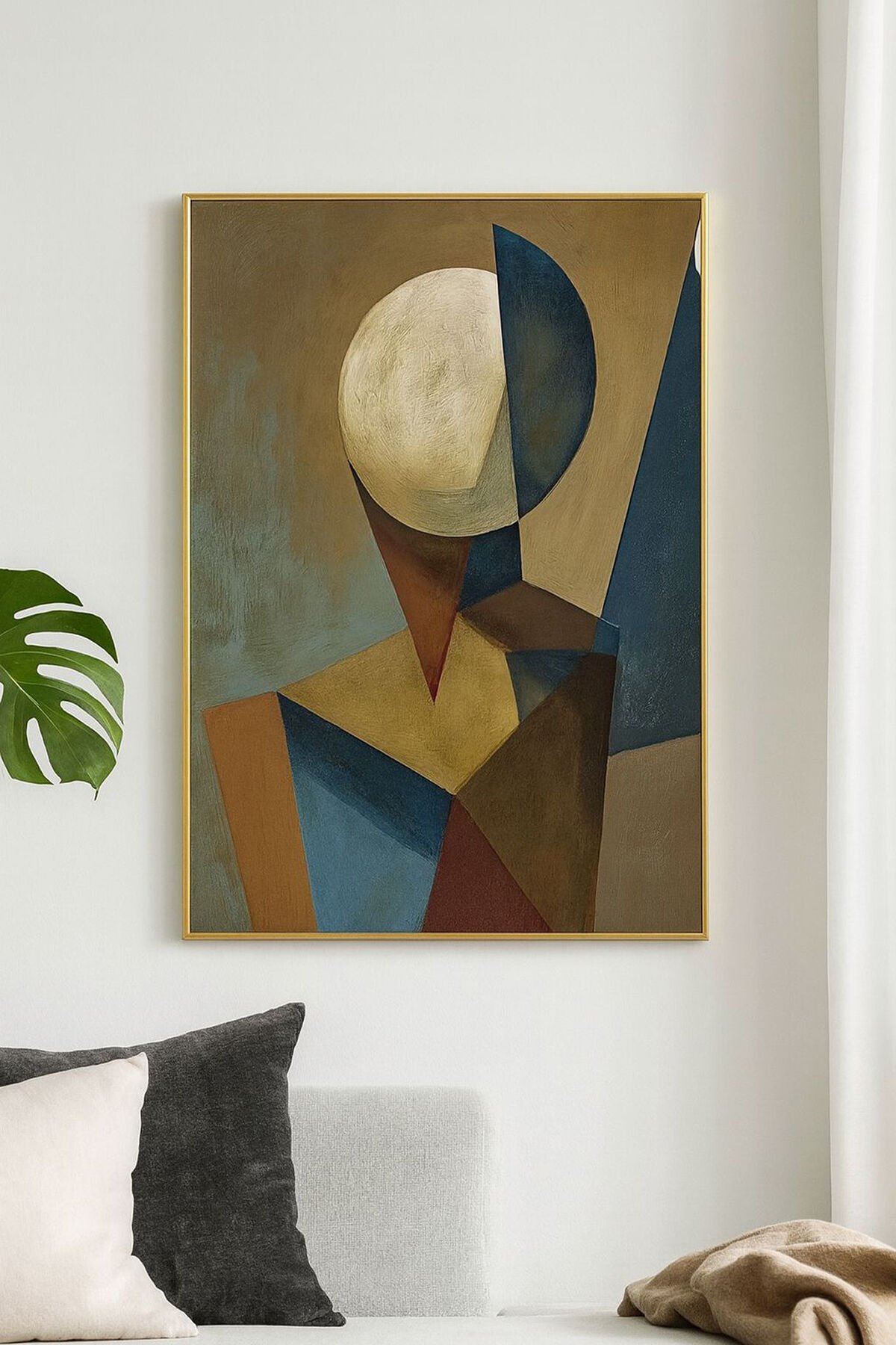 Tekli Gold Metal Soyut Sanatsal İnsan Camlı Poster Tablo Seti