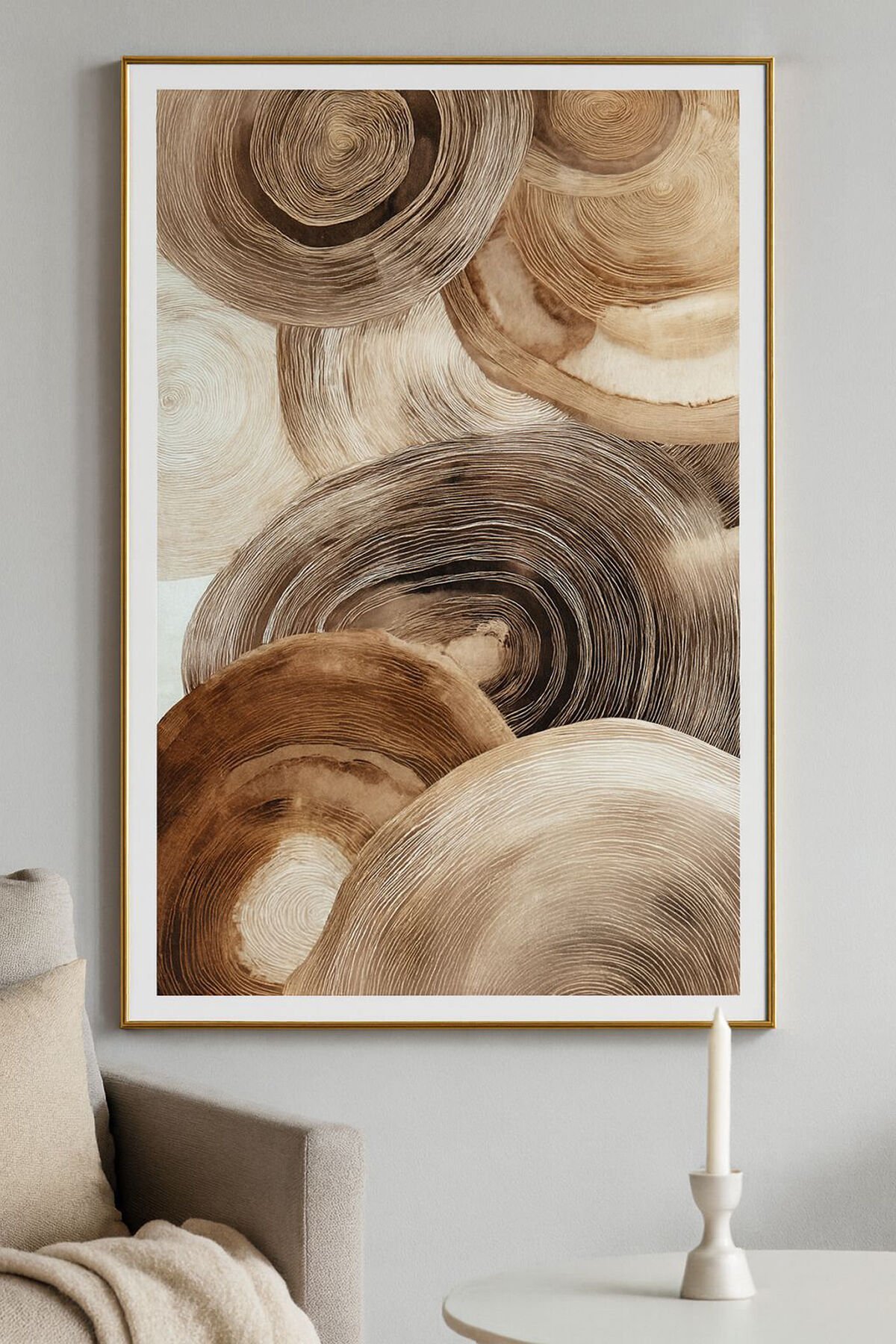 Tekli Gold Metal Modern Tarz Camlı Poster Tablo Seti