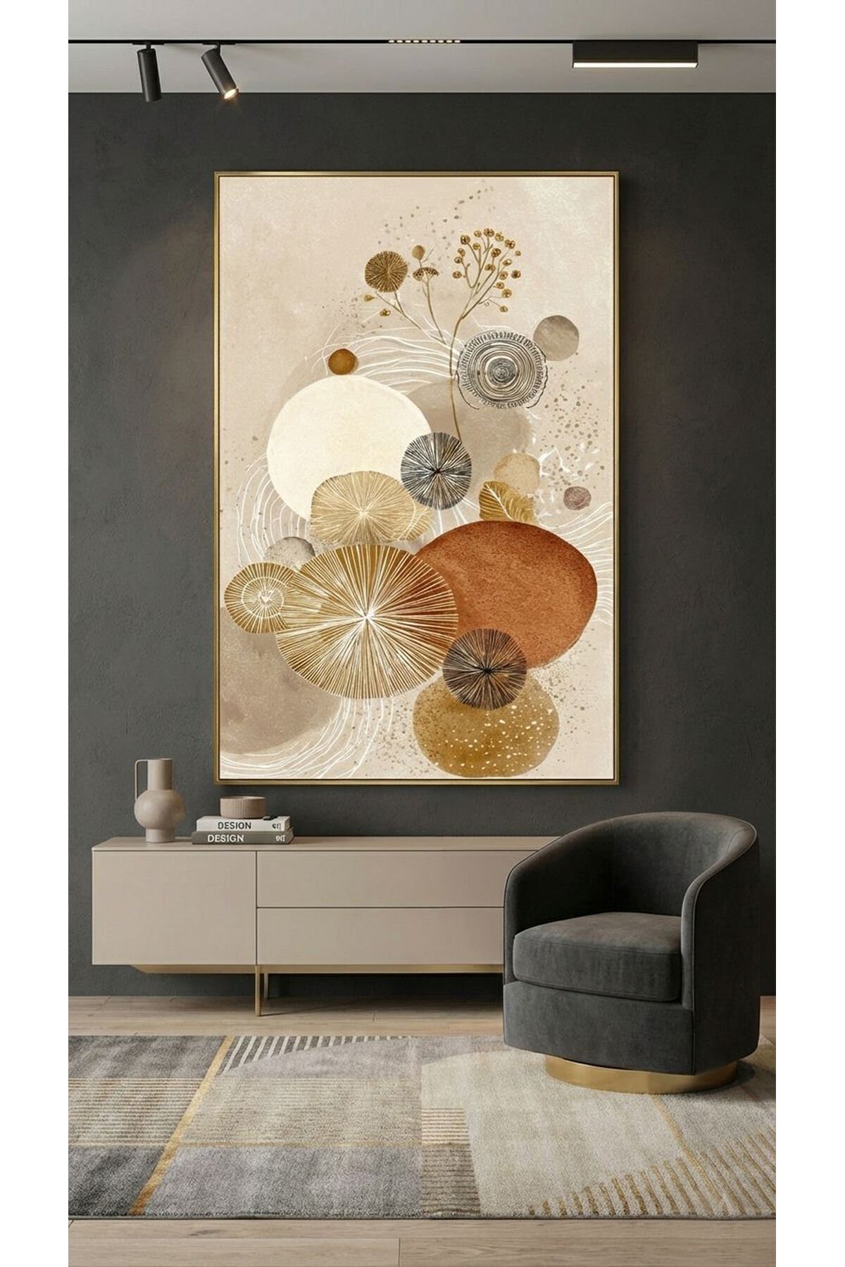 Tekli Gold Metal Siyah Kahve Modern Moda Camlı Poster Tablo Seti