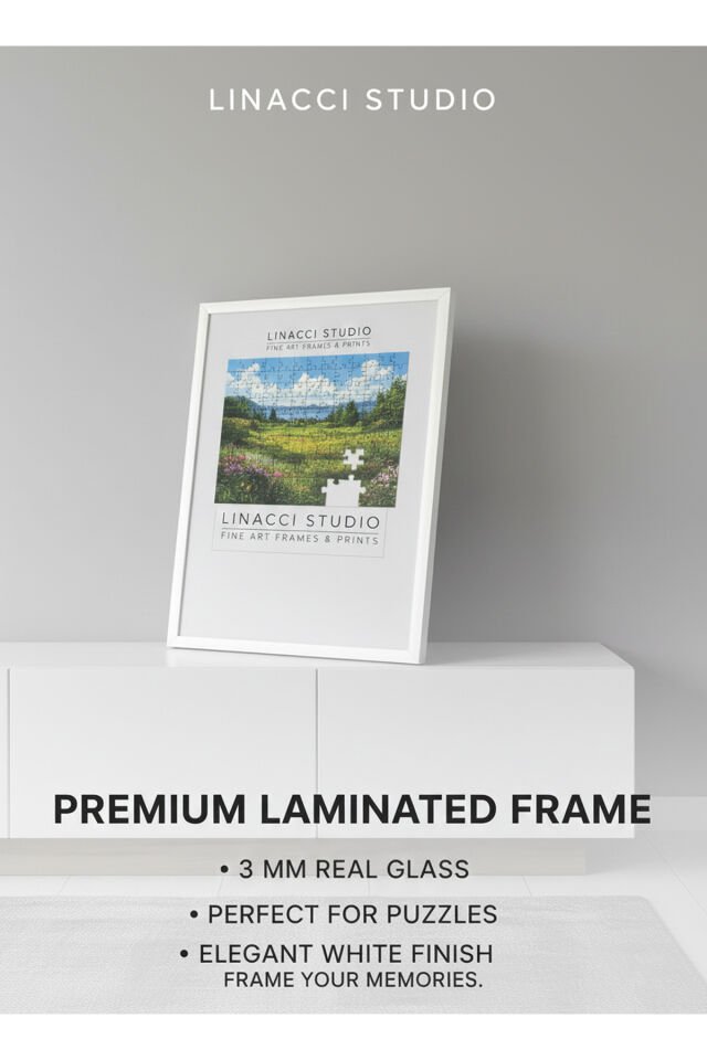 Premium Gümüş Gerçek Camlı Lamine Çerçeve Poster Diploma ve Puzzle Uyumlu 50x70 cm