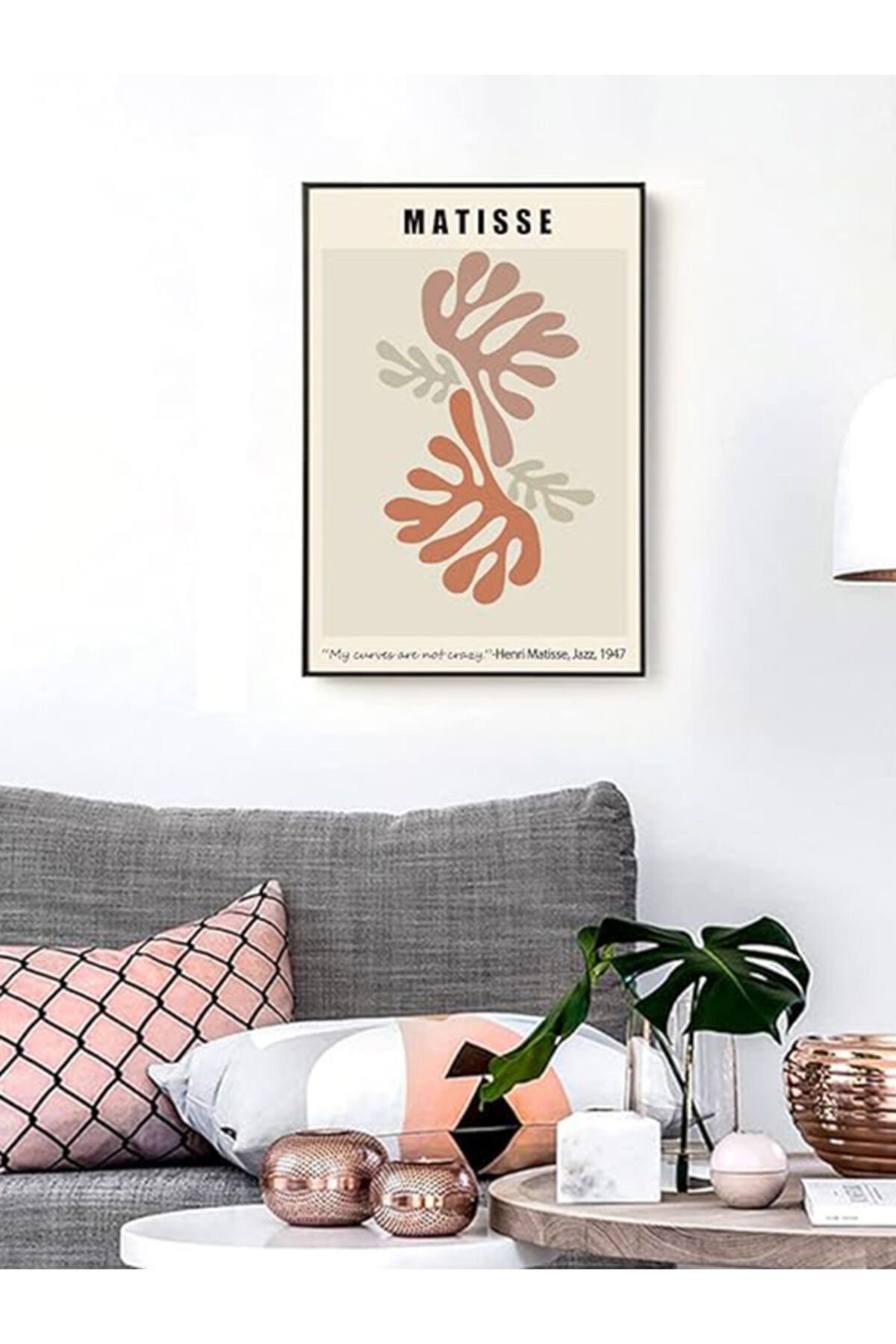 LİNWOOD Matisse Yaprak Tekli Çerçeveli MDF Baskı Natural Lamine Ahşap Görünümlü