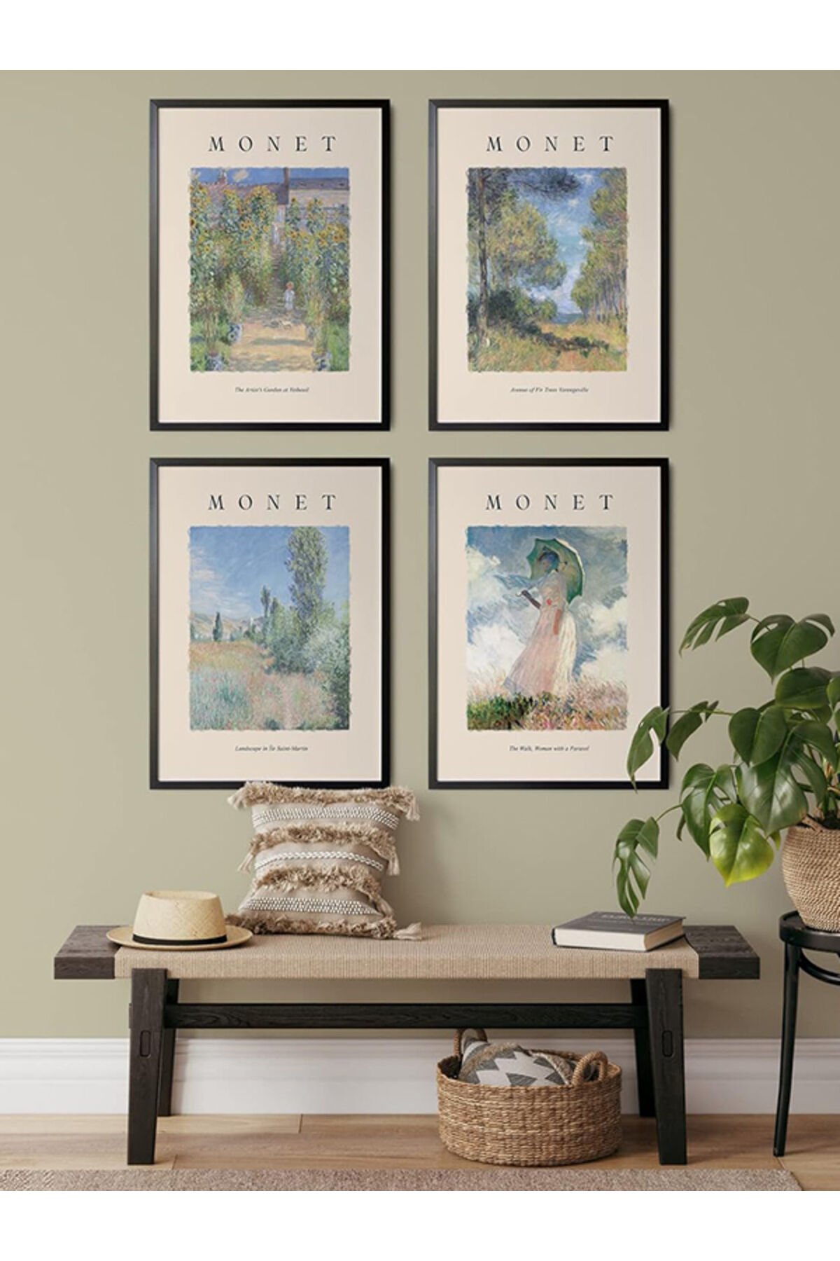 LİNWOOD Dörtlü Çerçeveli MDF Baskı Sanatsal Lamine Siyah Çerçeve