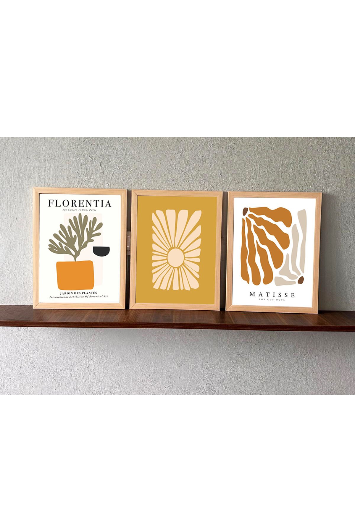 LİNWOOD Üçlü Çerçeveli MDF Matisse Florentia Turuncu Natural Lamine Ahşap Görünümlü