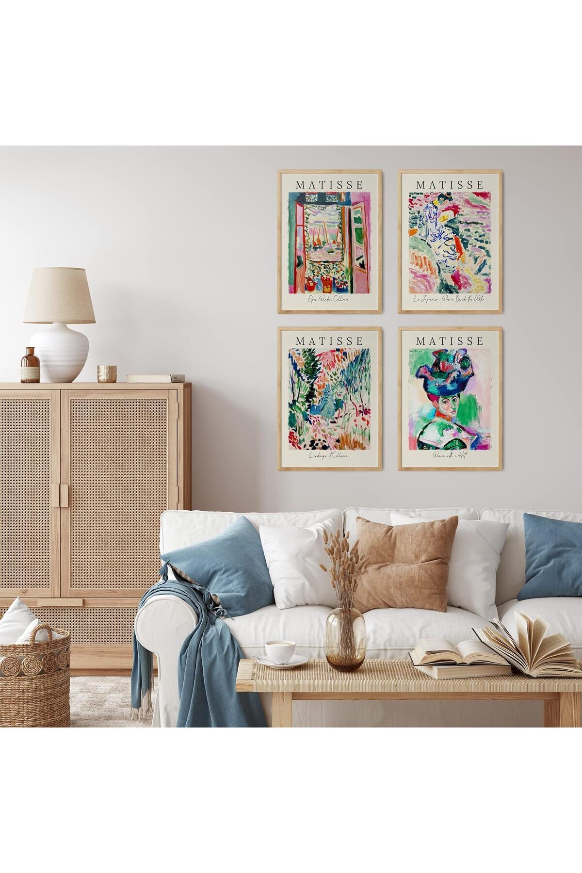 LİNWOOD Dörtlü Çerçeveli MDF Sanatsal Tablo Natural Lamine Ahşap Görünümlü