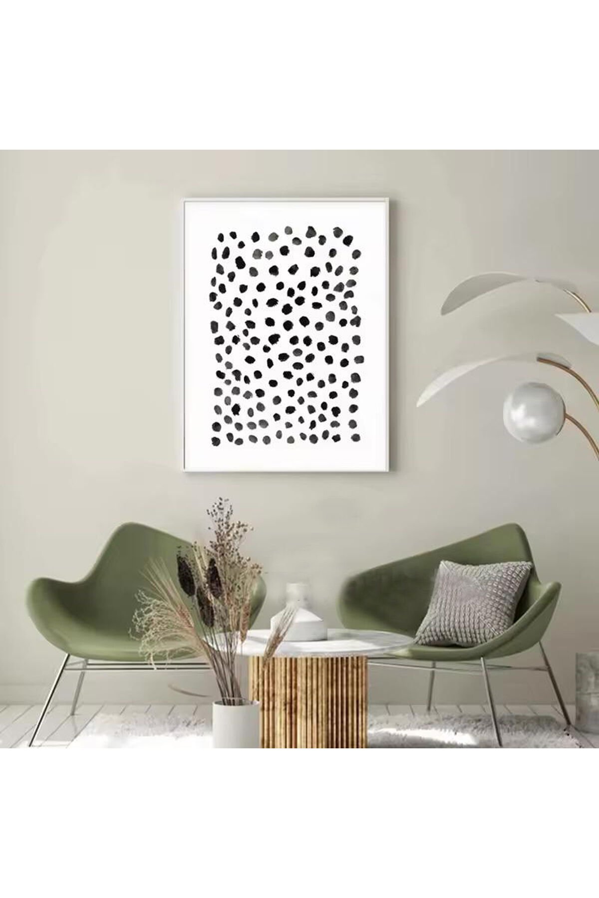 Tekli Beyaz Metal Çerçeveli Soyut Desen Tablo Seti